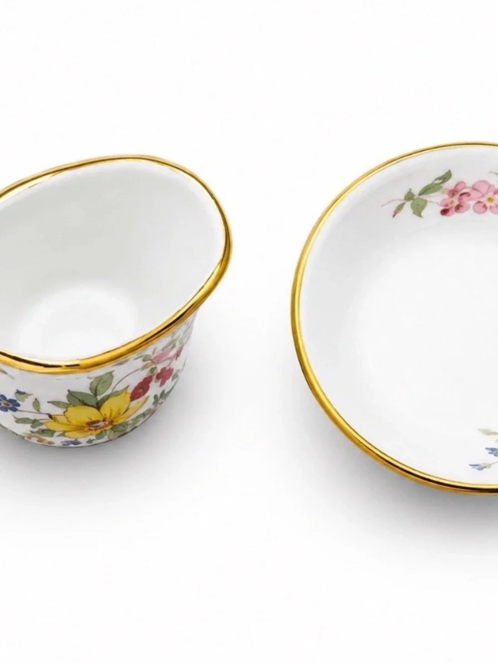Harmony Kingdom Bone China England Miniature Creamer & Sugar Bowl Floral Gold